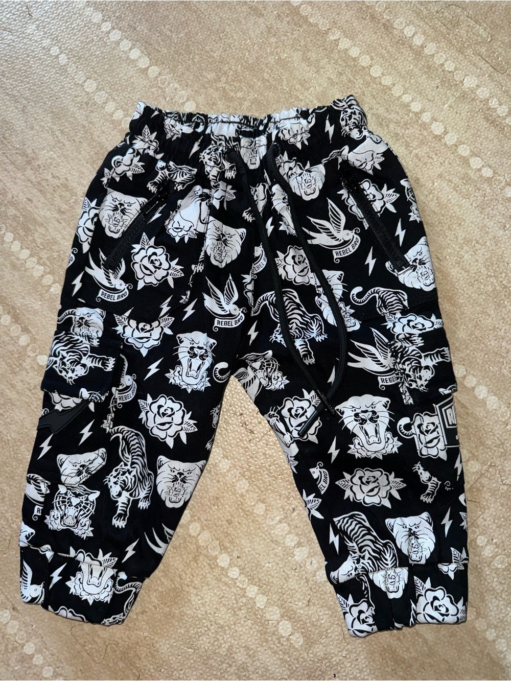 Kids Black and White Graphic Jogger Pants